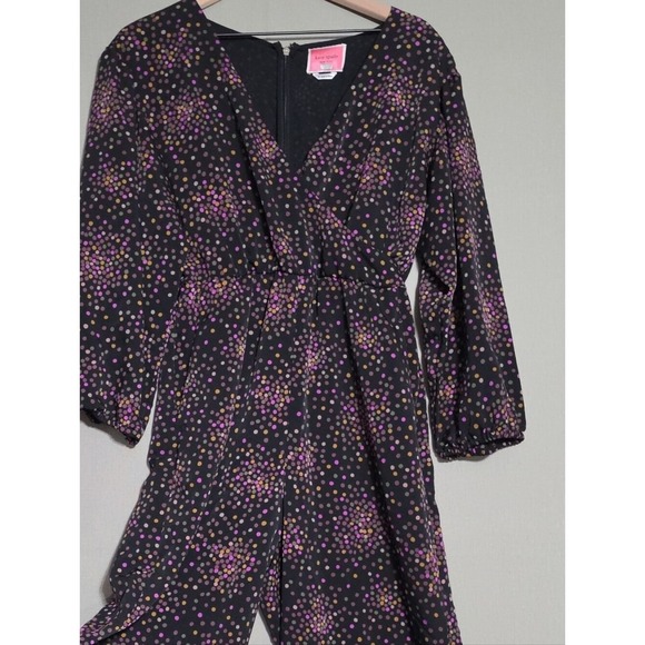 kate spade Pants - kate spade Black Jumpsuit with Pink, Purple & Gold Polka Dot Print
